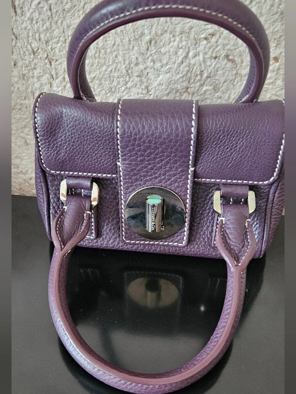 Tiffany Purple Leather Top-Handle Satchel